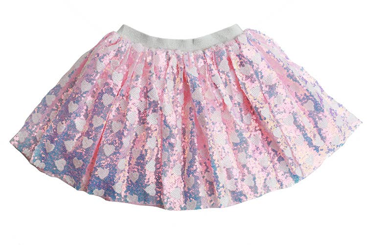 Pink Sparkle Heart Tutu Skirt