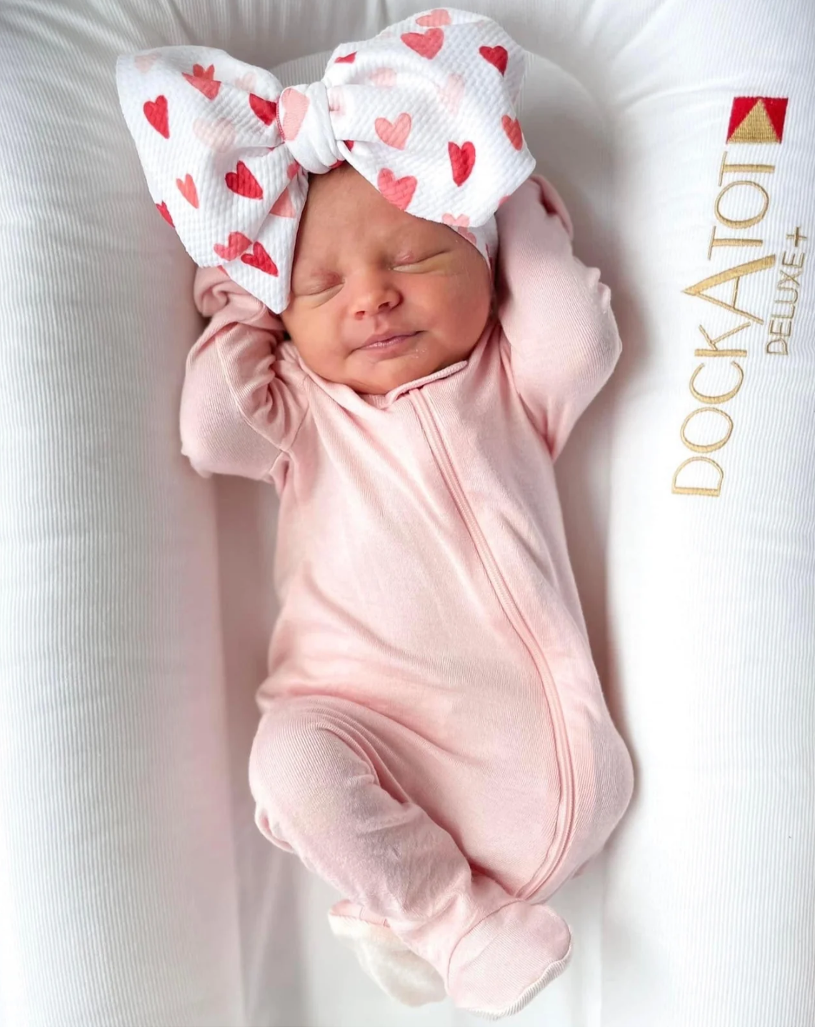 Red & Pink Hearts Headwrap Bow