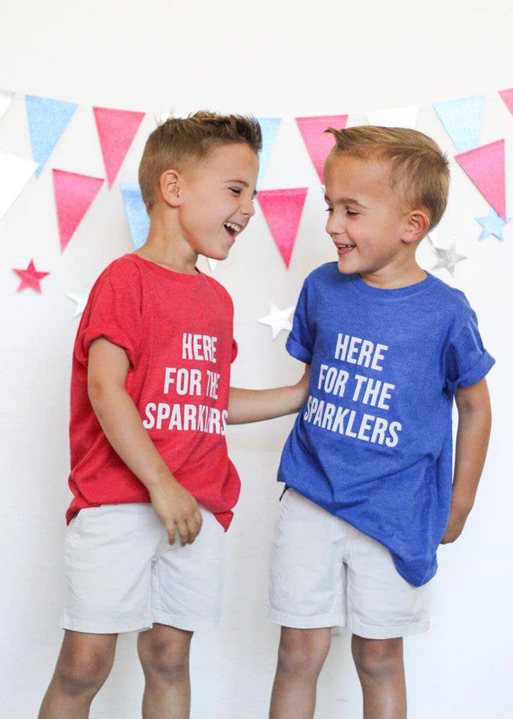 Here for the Sparklers | Kids 4th of July Tee