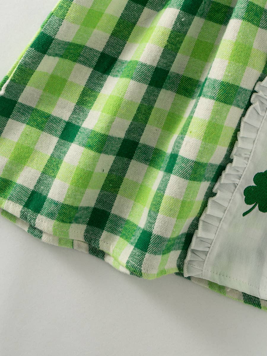 St. Patrick's Day Plaid Clover Girl's Dress