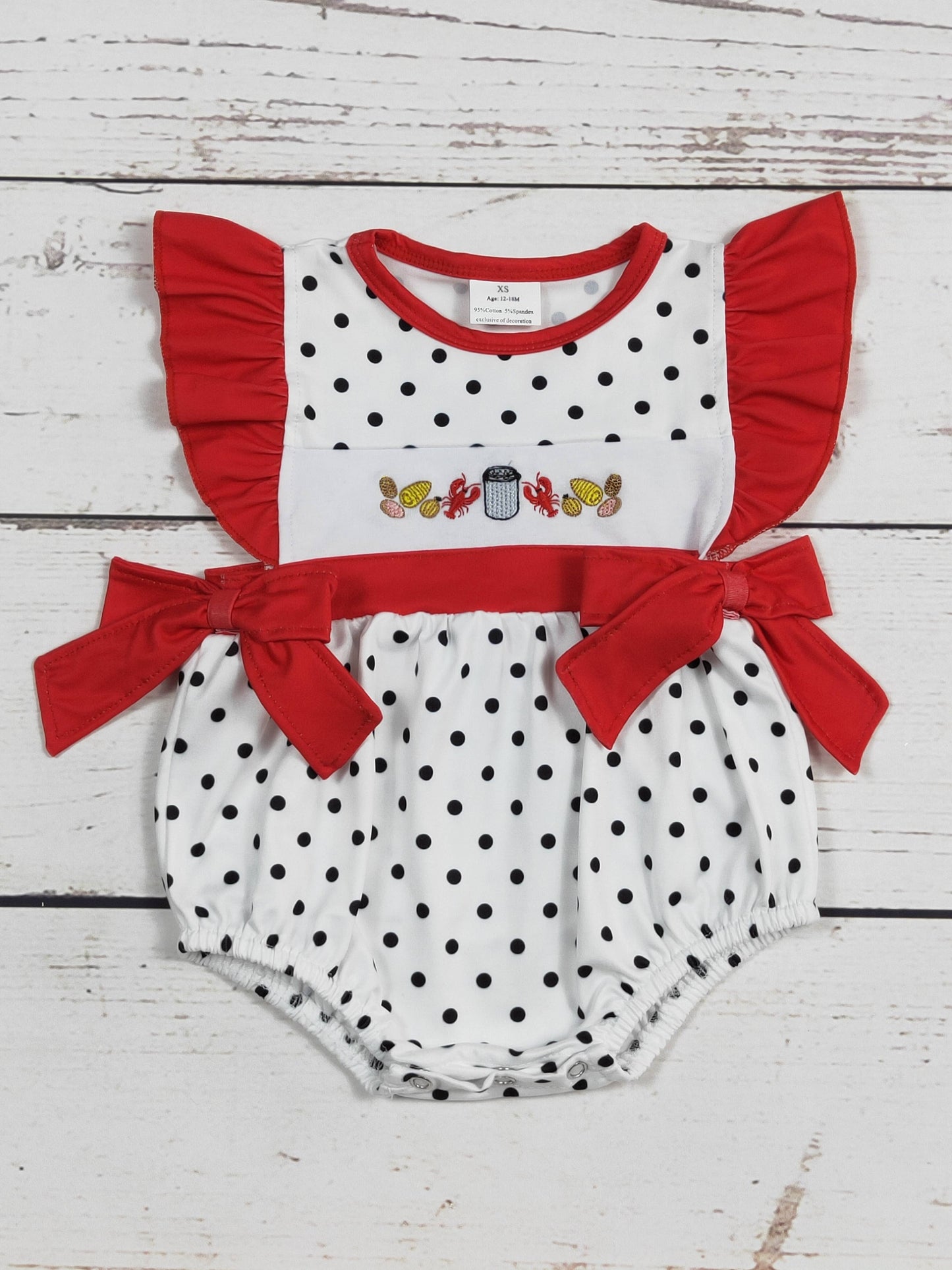 Baby Girl Crawfish Appliqué Bubble