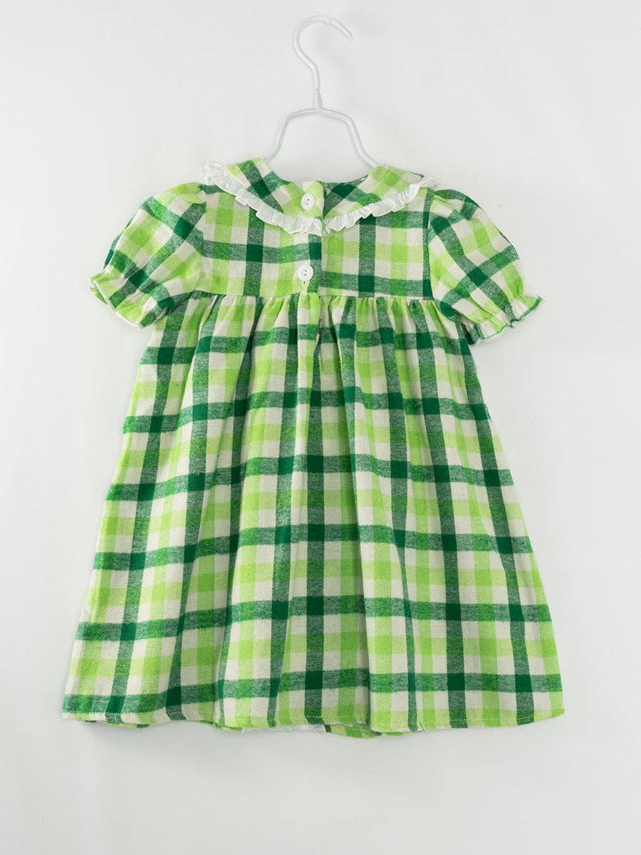 St. Patrick's Day Plaid Clover Girl's Dress