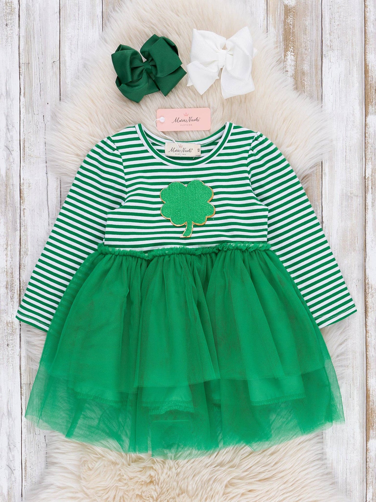 Green Striped Shamrock Tulle Dress