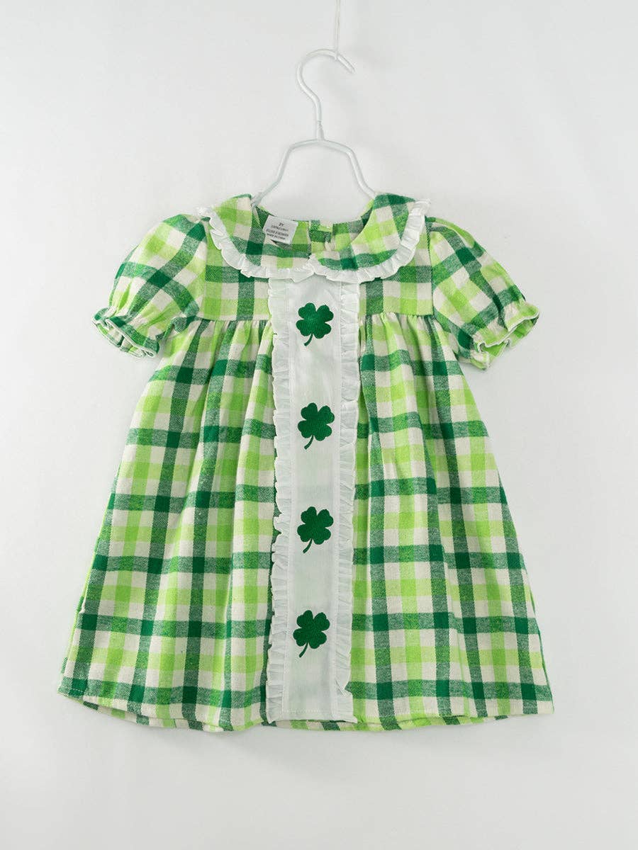 St. Patrick's Day Plaid Clover Girl's Dress