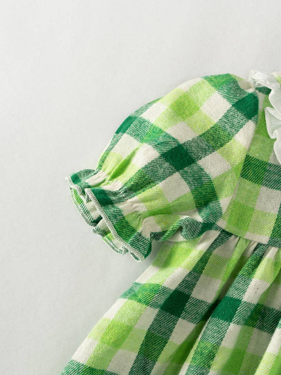 St. Patrick's Day Plaid Clover Girl's Dress