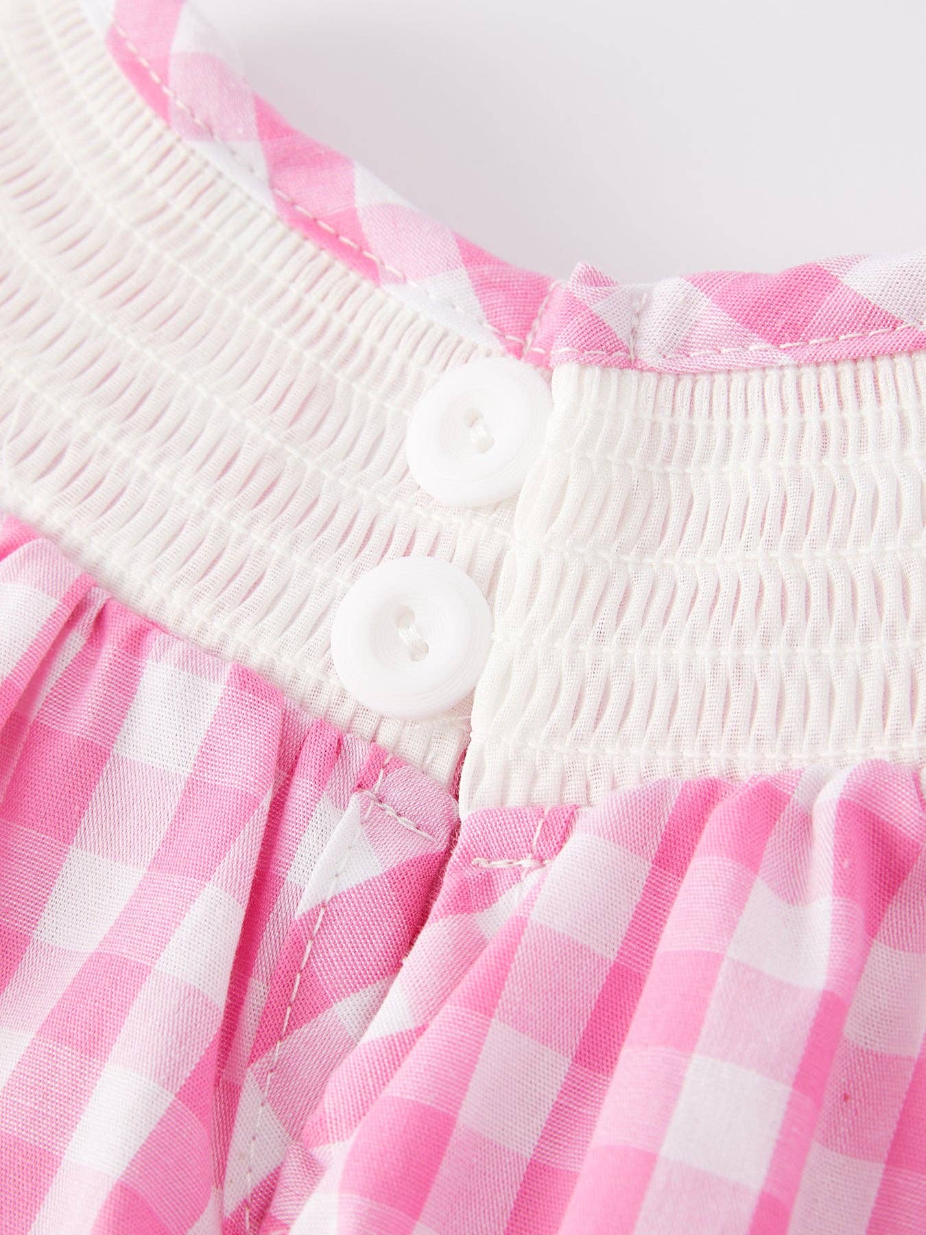 Valentine's Day Embroidered Pink Smocked Romper