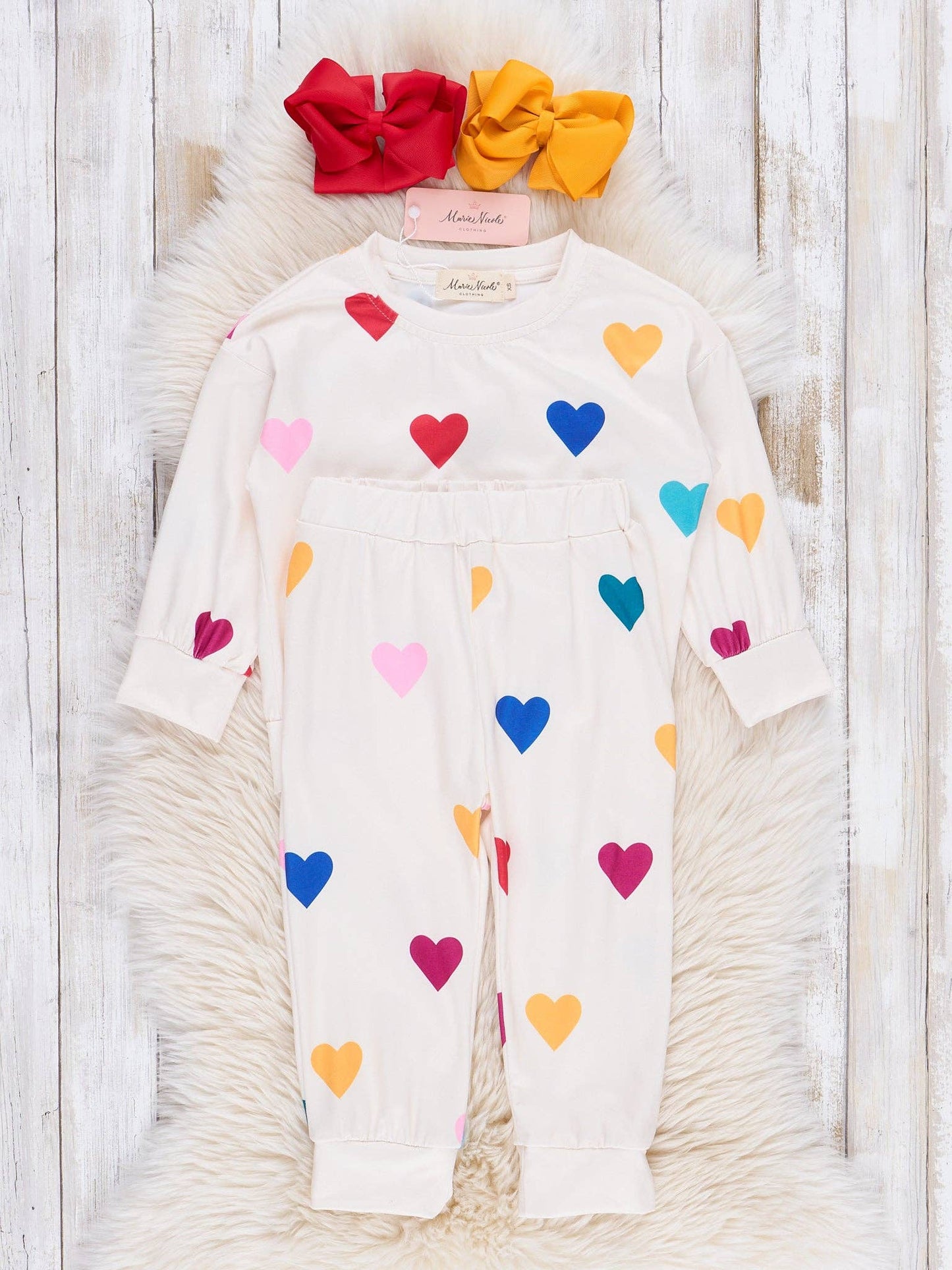 Cream Rainbow Hearts Outfit