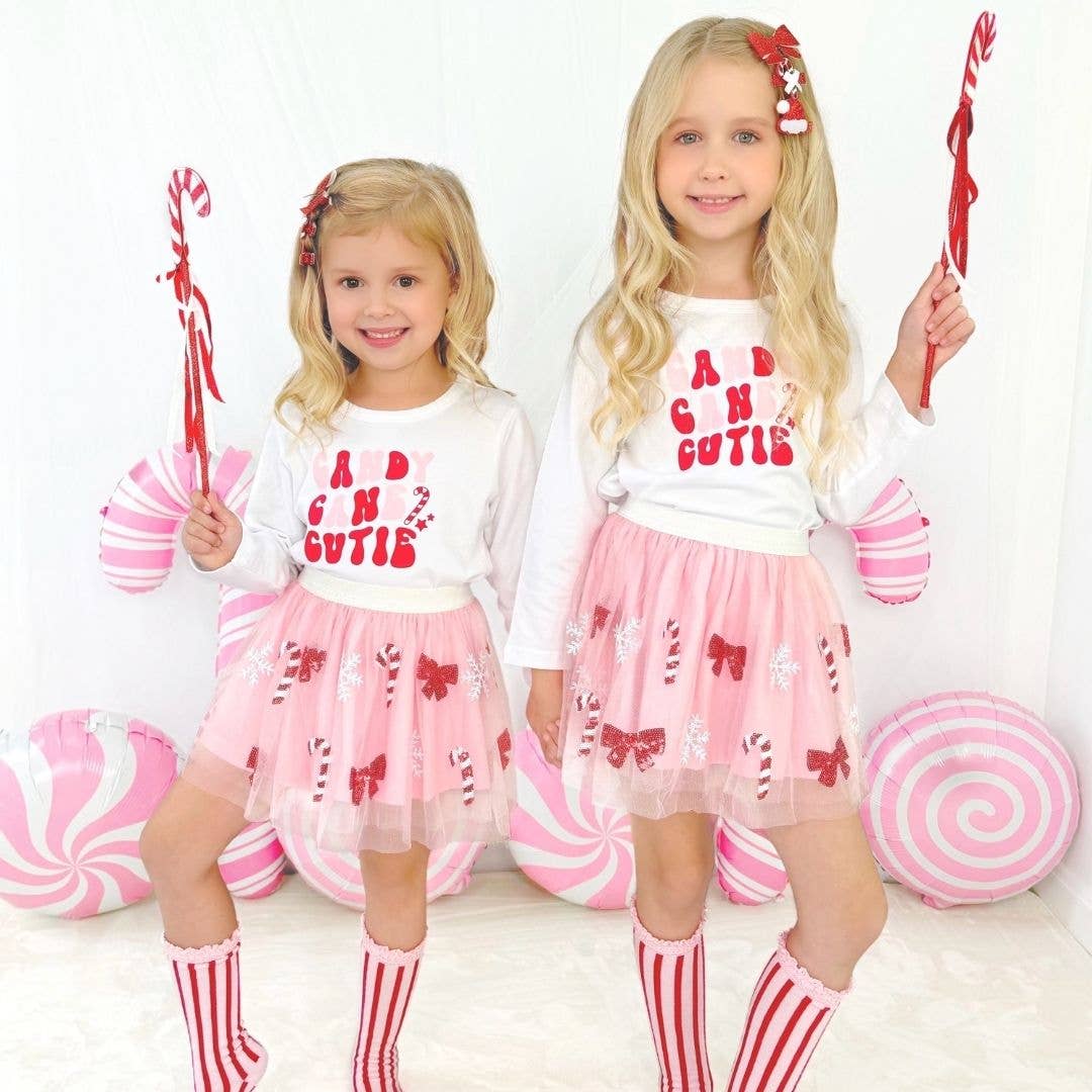 Candy Cane Cutie Sequin Christmas Tutu Skirt