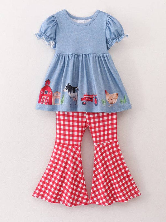 Rylee Faith Designs - Girls Farm Animals Bell Bottoms outfit