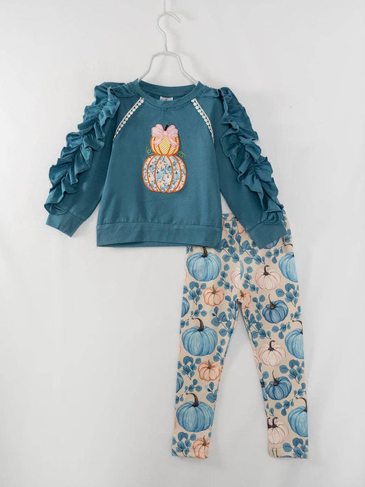 Blue Pumpkin Ruffle Girl Pant Set