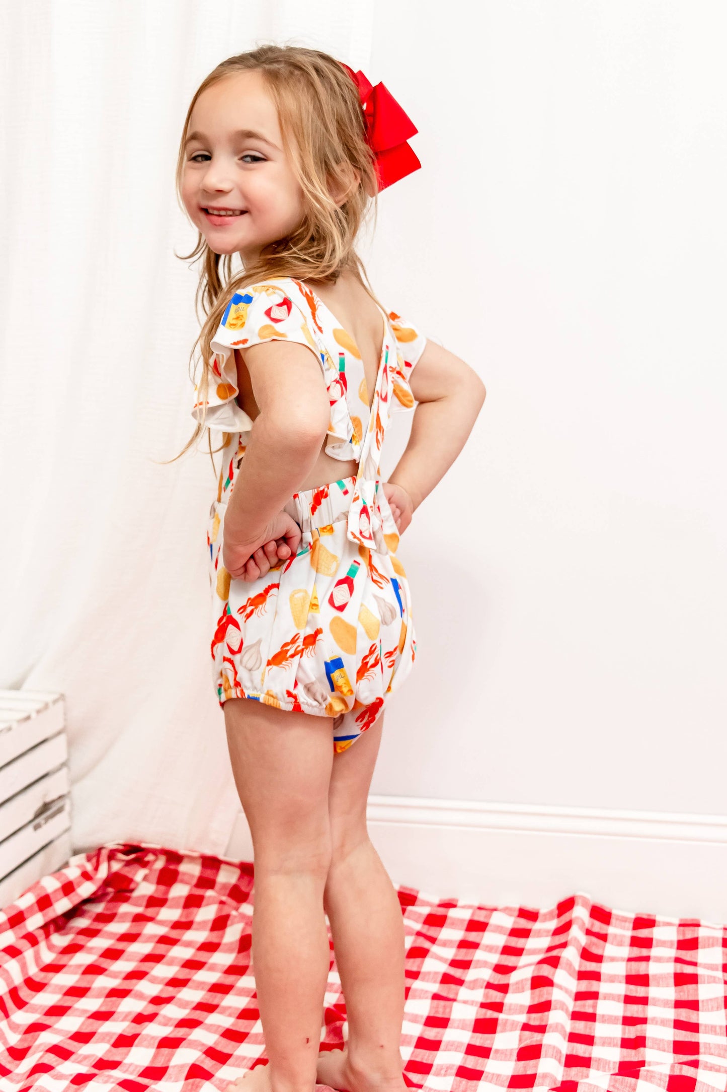 Crawfish Bamboo Ruffle Romper