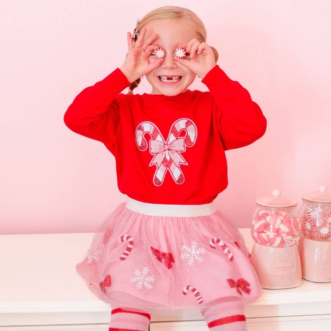 Candy Cane Cutie Sequin Christmas Tutu Skirt