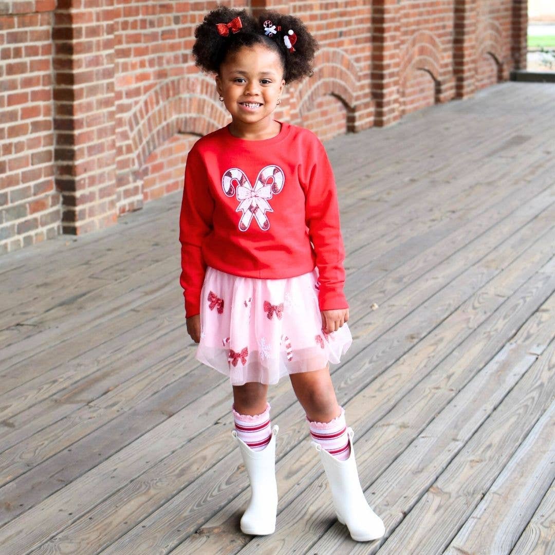 Candy Cane Cutie Sequin Christmas Tutu Skirt