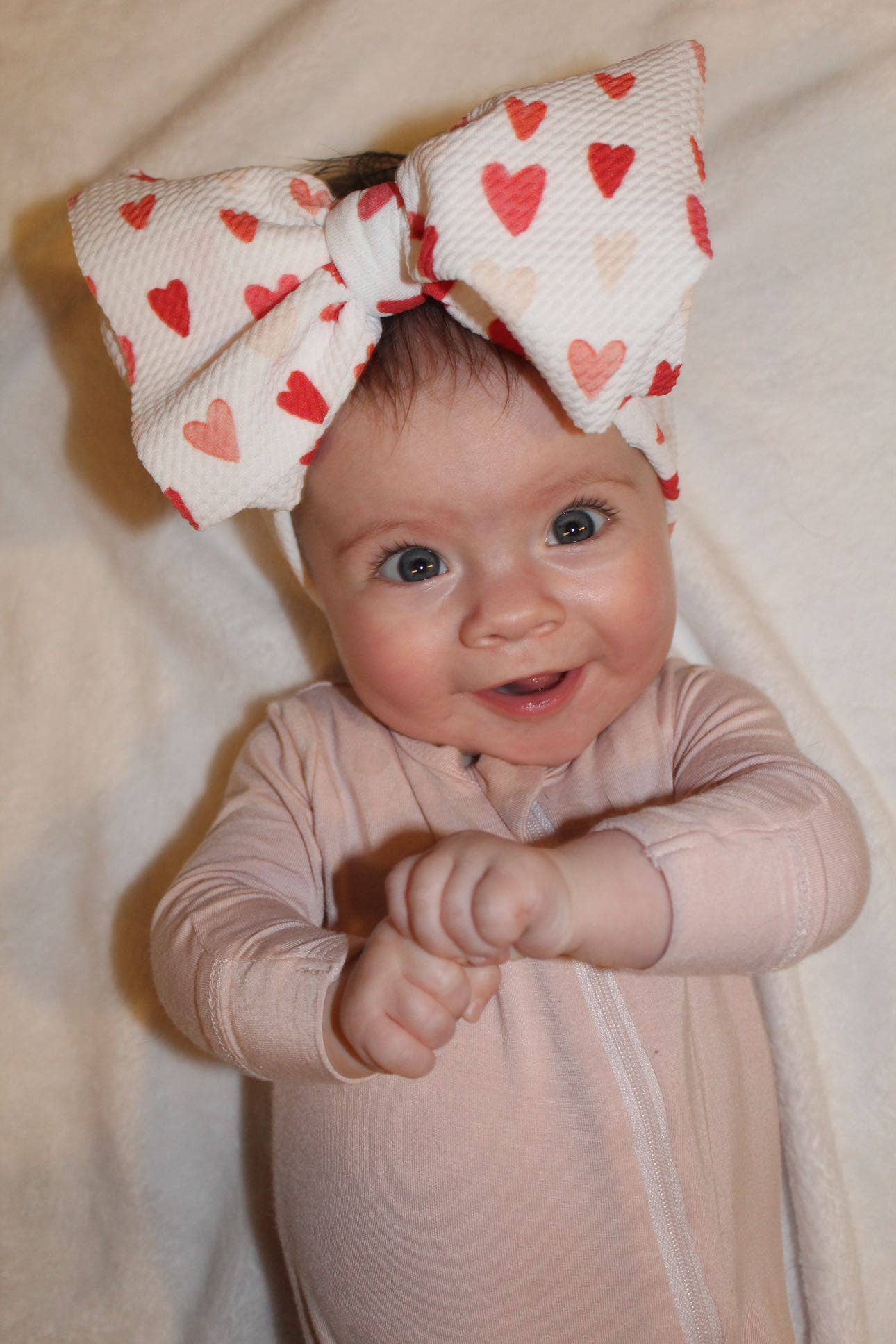 Red & Pink Hearts Headwrap Bow