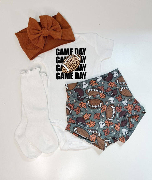 Fall Footballs Baby Bummies Set