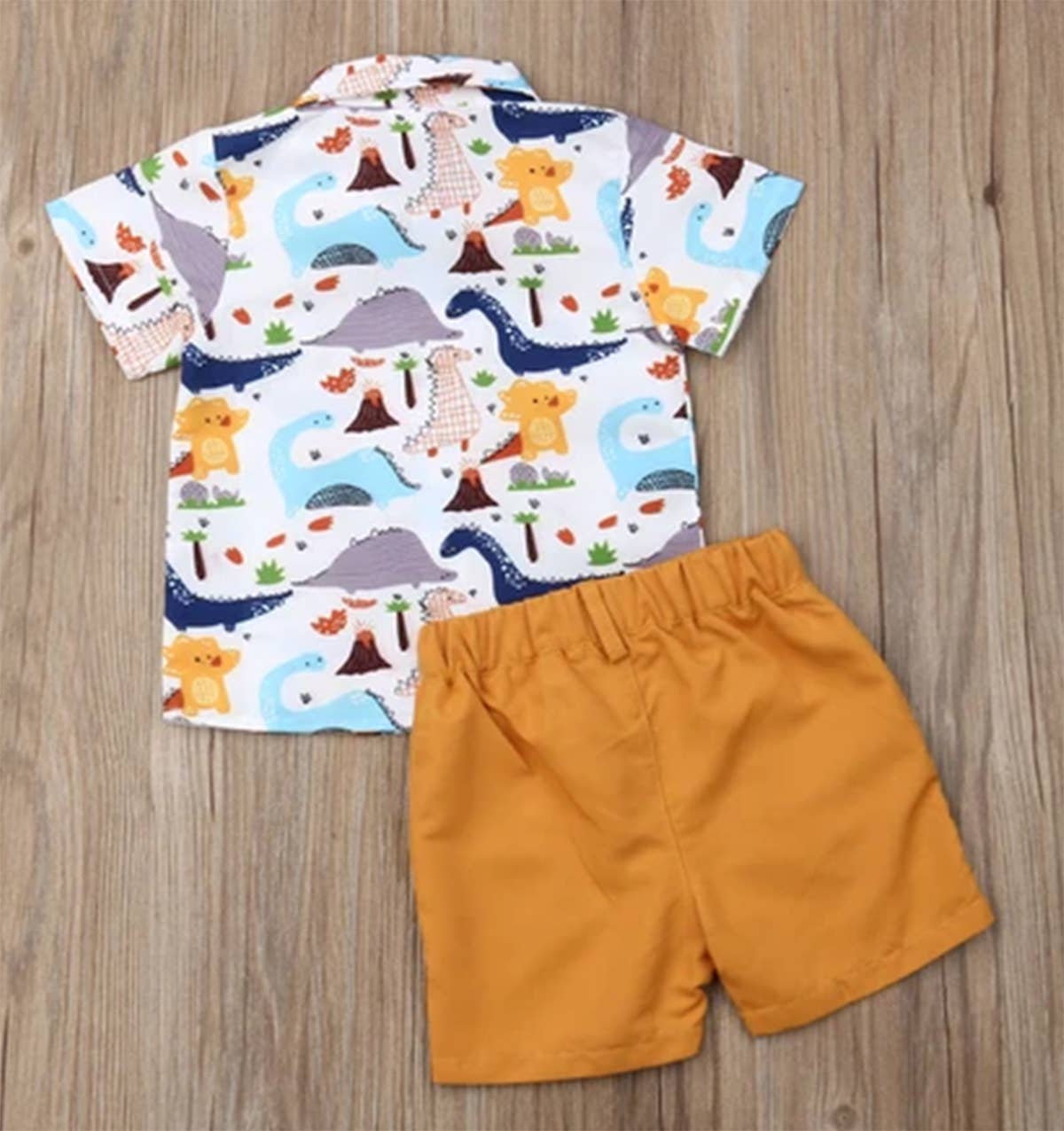 Dinosaur Button-Up Shirt & Shorts Set