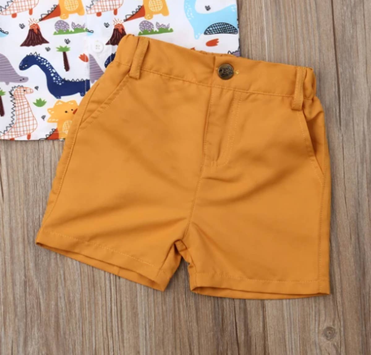 Dinosaur Button-Up Shirt & Shorts Set