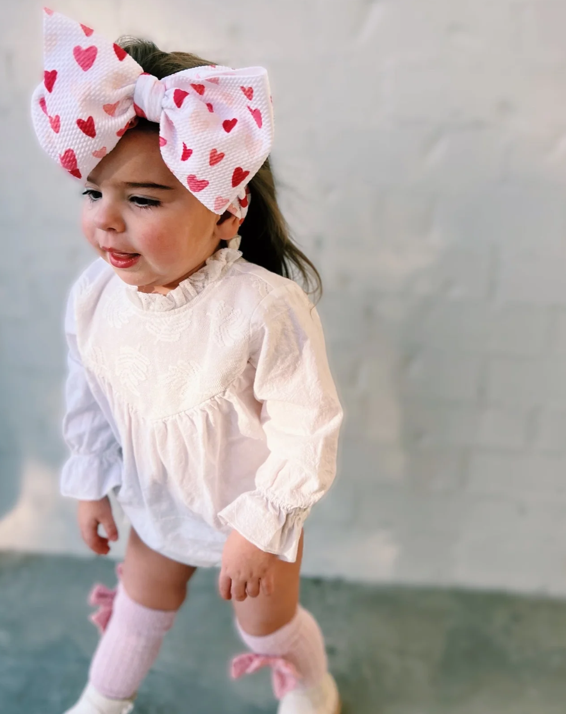 Red & Pink Hearts Headwrap Bow