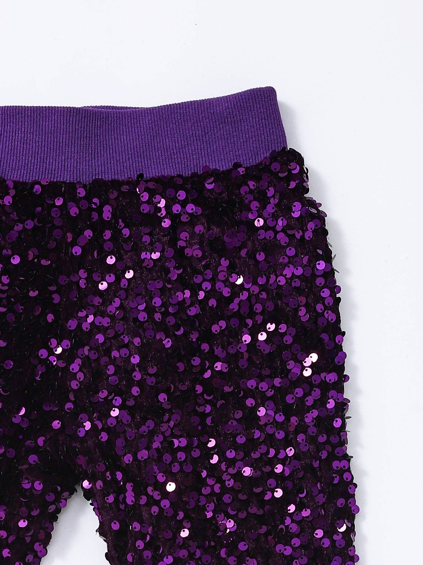 sassy kids palace - Girls Purple Sequin Flare Pants