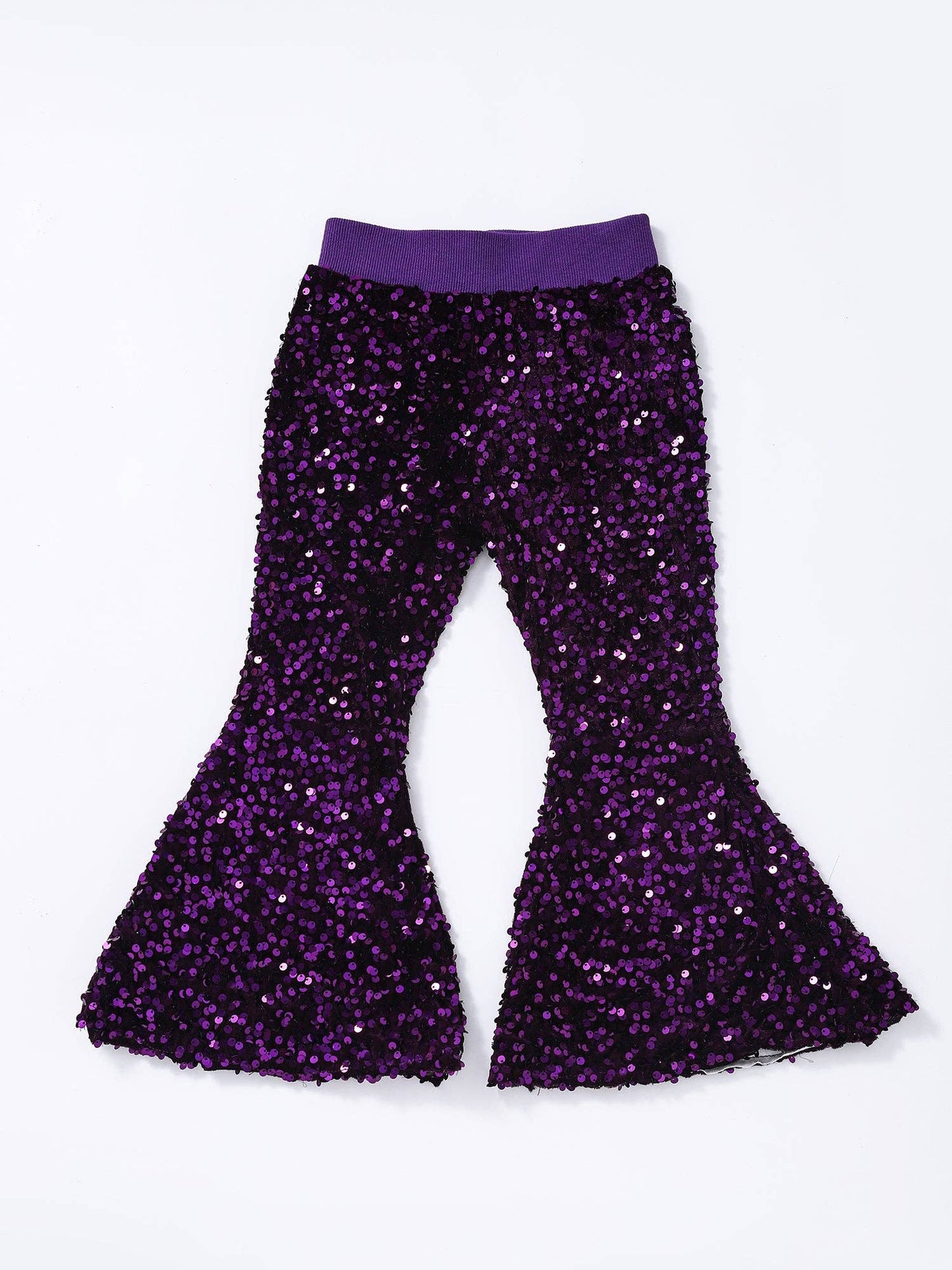 sassy kids palace - Girls Purple Sequin Flare Pants