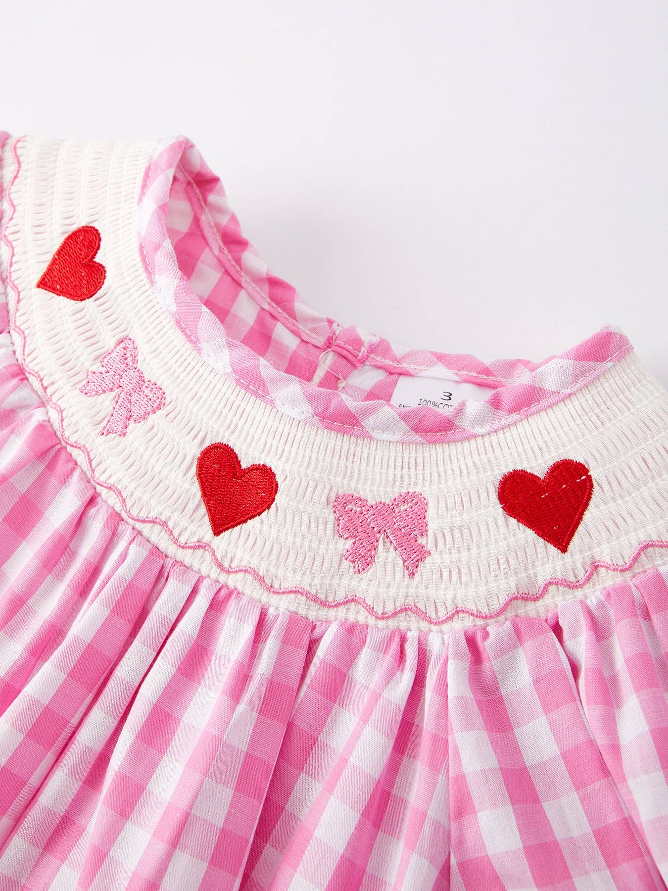 Rylee Faith Designs - Valentine's Day Heart Bow Smocking Embroidered Pink Dress