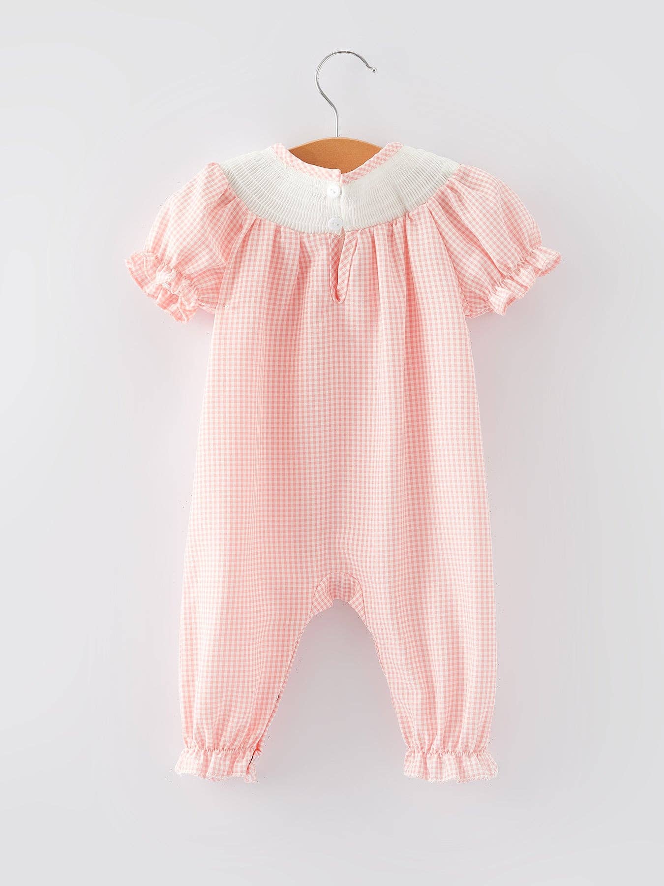 Valentine's Day Embroidered Girls Smocked Romper