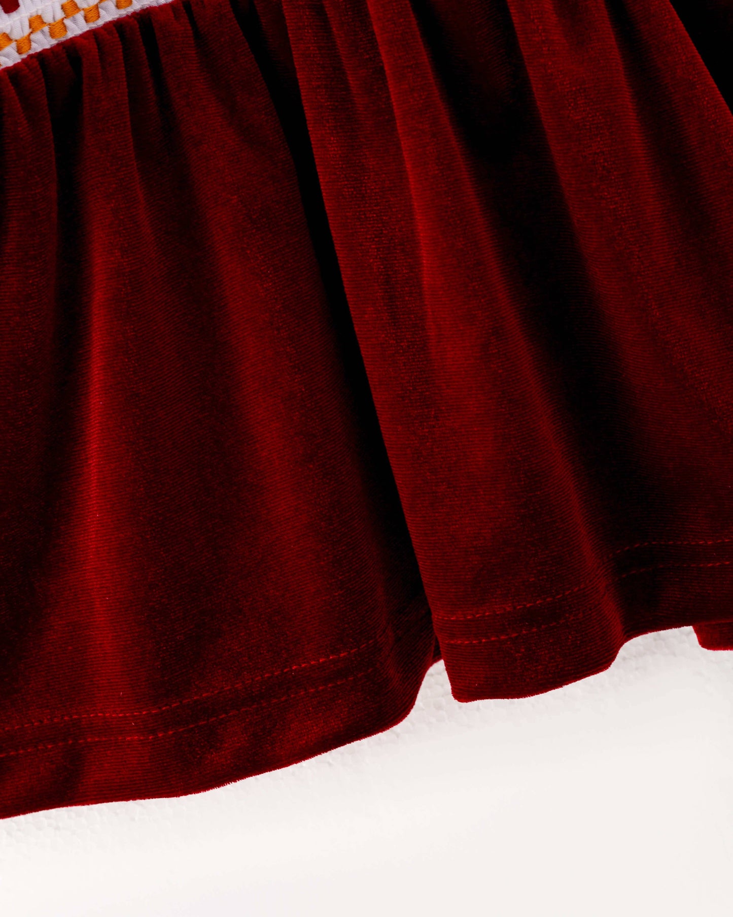 Red Velvet Fall Leaves Dress with Bloomers