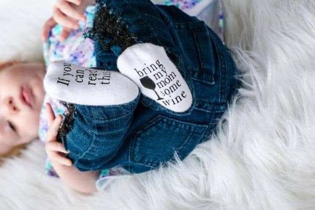 Dorothy’s Reason - Bring my Mom Some Wine Baby Socks | Wine Gifts | Baby Items