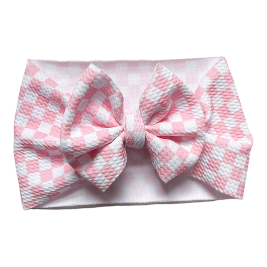 Pink Checker Headwrap Bow