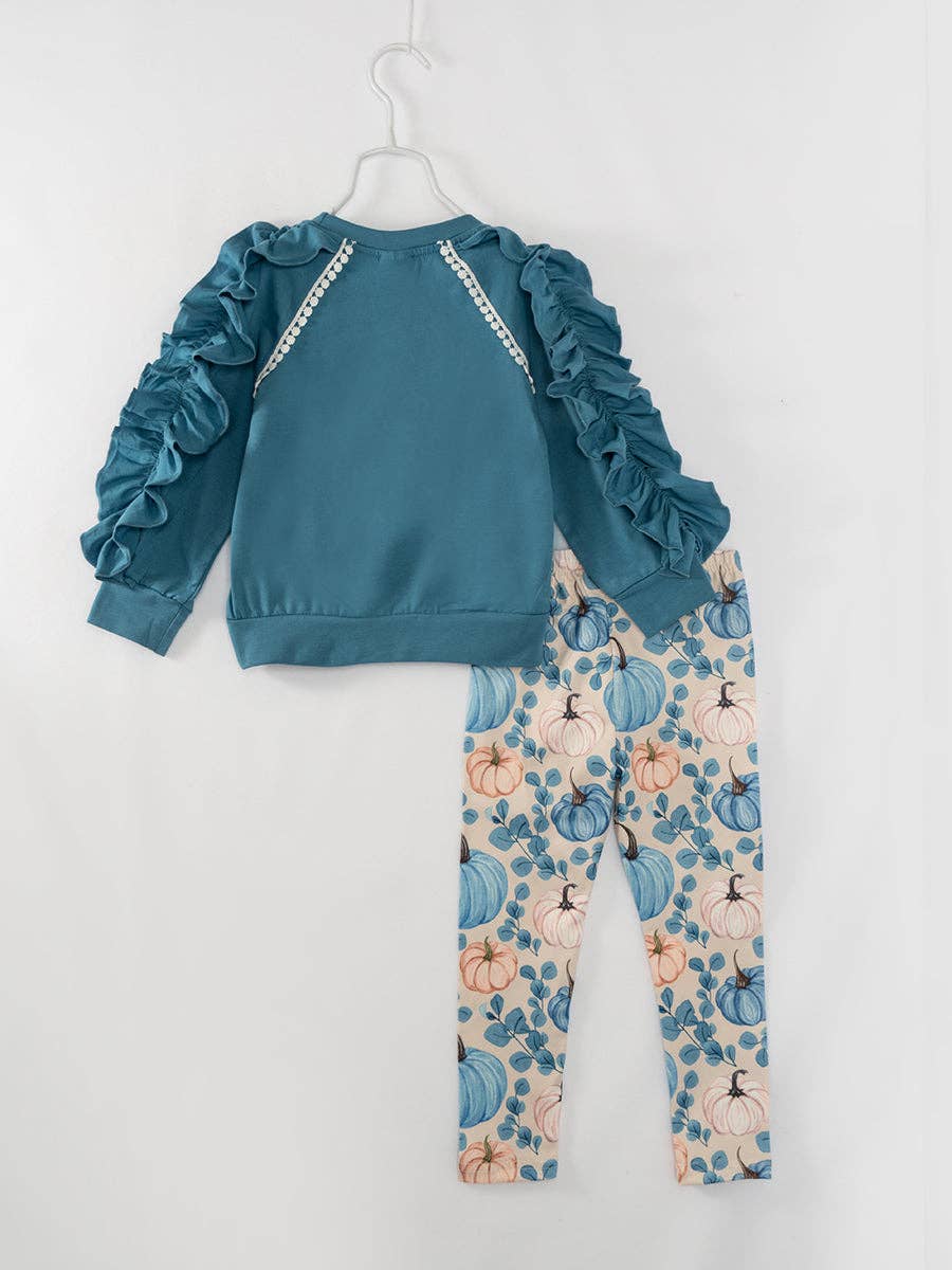 Blue Pumpkin Ruffle Girl Pant Set