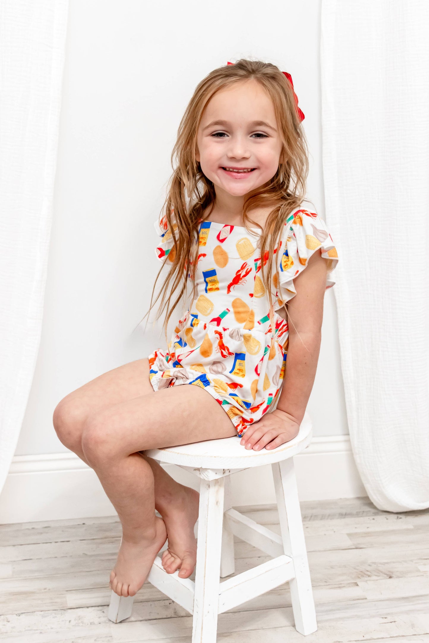 Crawfish Bamboo Ruffle Romper