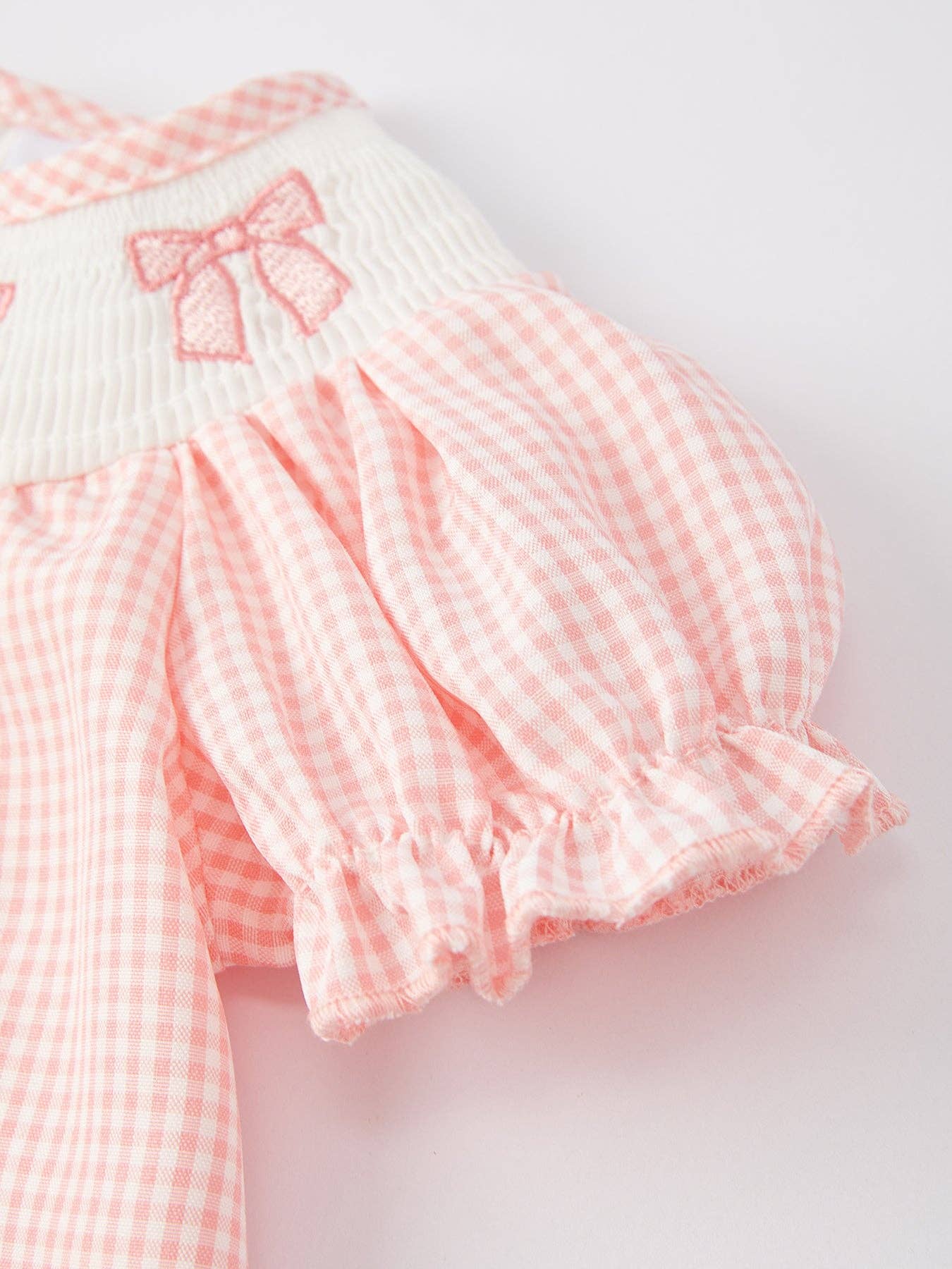 Valentine's Day Embroidered Girls Smocked Romper