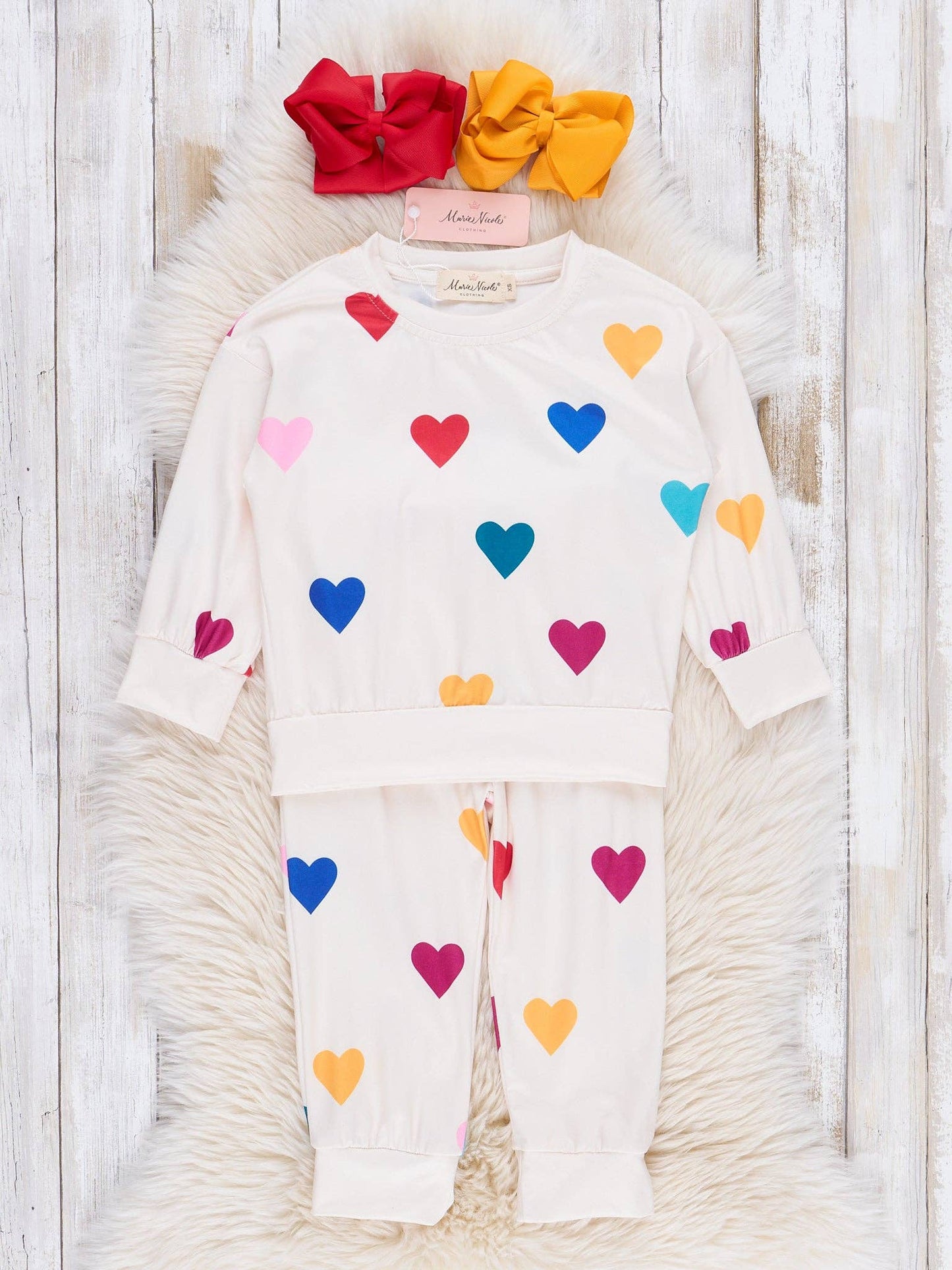 Cream Rainbow Hearts Outfit